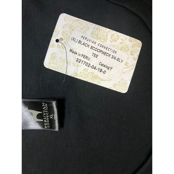 Peruvian Connection Pima Cotton Top XL Gray Scoop Neck 3/4 Sleeve NWT - Picture 6 of 7